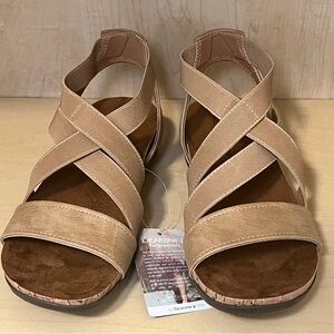 BearPaw Brea Women's Beige Crisscross Comfort Sandals